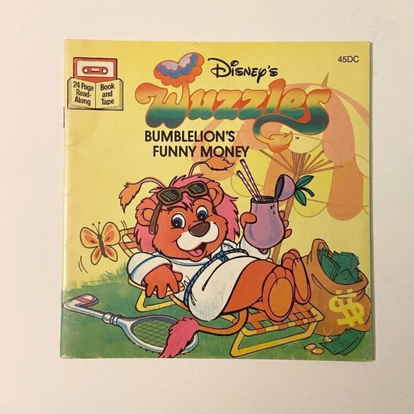 Vintage 1985 Disneys Wuzzles Bumblelions Funny Money Read  Along Book Only - Picture 1 of 15